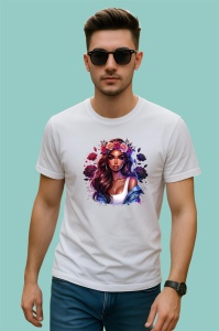 Tricou denim bandana girl with iced drink, fata cu bandana si bautura rece, Copii | Dama | Barbat - Img 2