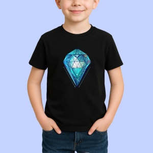 Tricou Diamant Turcoaz Poligonal, Copii | Dama | Barbat, culoare negru - Img 3