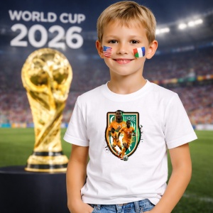 Tricou Didier Drogba Ivory Coast World Cup Fifa 2026, din bumbac 100%, tricou alb, Copii | Dama | Barbat - Img 5