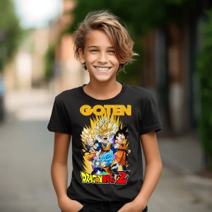Tricou din bumbac, personalizat haios pentru copii cu Goten Dragon Ball Z - cadou - Img 2