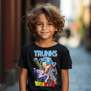 Tricou din bumbac, personalizat haios pentru copii cu Trunks Dragon Ball Z - cadou - Img 2