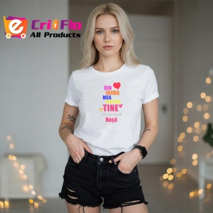 Tricou Din Inima Mea Pentru Tine Nasa, din bumbac 100%, tricou alb, Dama | Barbat