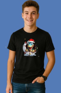 Tricou, dinozaur Cu Zambet Larg Craciun, din bumbac 100% Copii | Dama | Barbat - Img 2