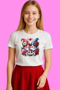 Tricou Doi Gnomi Iubire Cu Trandafiri, din bumbac 100%, tricou alb, Copii | Dama | Barbat - Img 3