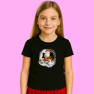 Tricou Donald Cu Bradut Si Fundal Alb Craciun, din bumbac 100% Copii | Dama | Barbat - Img 2