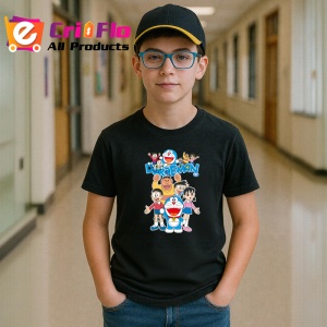 Tricou Doraemon robotul pisica albastra care ajuta cu gadgeturi din viitor, Copii | Dama | Barbat , tricou negru - Img 5
