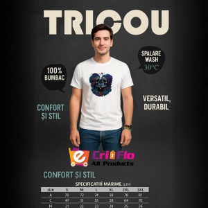 Tricou Doua cranii intr o inima cu trandafiri fundal alb Copii | Dama | Barbat - Img 7