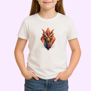 Tricou Dragon Rosu Portocaliu Stil Poligonal, Copii | Dama | Barbat - Img 3