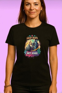 Tricou Drop Beats Not Bombs Design Urban, Copii | Dama | Barbat, culoare negru - Img 4