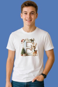 Tricou E Litere Craciun Cu Ren, Brad, Luminite Si Cadouri, din bumbac 100% Copii | Dama | Barbat