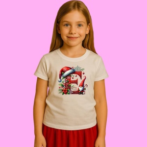 Tricou E Litere Craciun Cu Spiridus Si Caciula Mos, din bumbac 100% Copii | Dama | Barbat - Img 3
