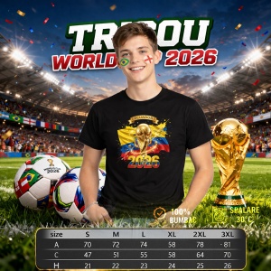Tricou Ecuador World Cup 2026 Fifa V2, din bumbac 100%, tricou negru, Copii | Dama | Barbat - Img 6