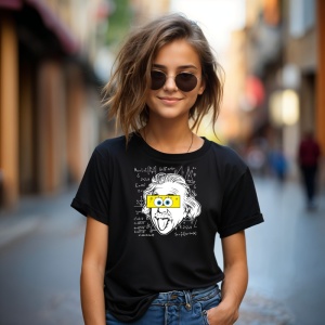 Tricou einstein sponge Tricou Negru - Copii | Dama | Barbat - Img 4