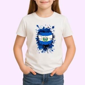Tricou El Salvador Steag Splash Art, Copii | Dama | Barbat - Img 3