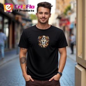 Tricou Emblema Juventus Torino Fotbal Club Italia, din bumbac 100%, tricou negru Copii | Dama | Barbat - Img 5