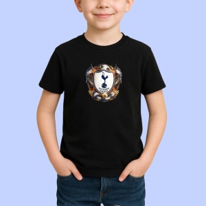Tricou Emblema Tottenham Hotspur Fotbal Club Anglia, din bumbac 100%, tricou negru Copii | Dama | Barbat