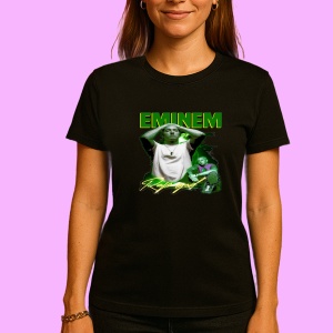Tricou Eminem rap god verde, muzica Pop, Dama | Barbat | Copii, Culoare Negru - Img 3