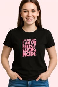 Tricou Energy Saving Mode Funny, din bumbac 100%, tricou negru, Dama | Barbat