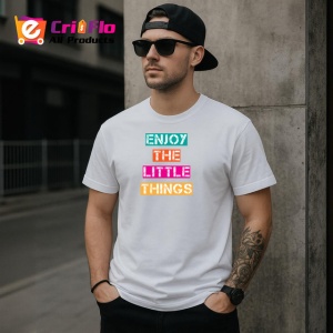 Tricou Enjoy The Little Things Text Colorat, din bumbac 100% , tricou alb pentru Copii | Dama | Barbat - Img 9