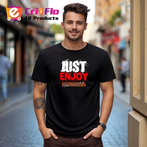 Tricou Enjoy This Life Font Rosu Stil Horror V1, din bumbac 100%, tricou negru Copii | Dama | Barbat - Img 5