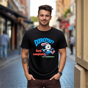 Tricou Exercitiu, oh sunt campion! Negru, Copii | Dama | Barbat - Img 7