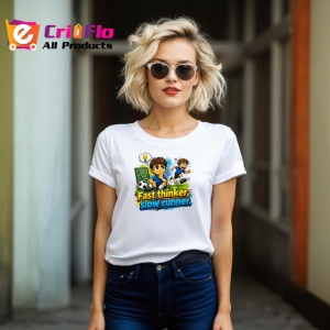 Tricou Fast Thinker Slow Runner Fotbalist Amuzant, din bumbac 100% , tricou alb pentru Copii | Dama | Barbat - Img 8