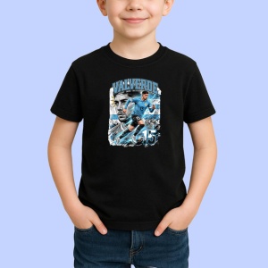 Tricou Federico Valverde Uruguay Mijlocas Fotbal, din bumbac 100%, tricou negru Copii | Dama | Barbat - Img 2