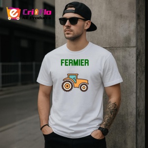 Tricou Fermier De Meserie Tractor, din bumbac 100%, tricou alb, Dama | Barbat - Img 1