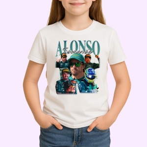 Tricou Fernando Alonso Portret Cu Ochelari Echipa Aston Martin, Copii | Dama | Barbat - Img 3