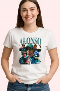 Tricou Fernando Alonso Portret Cu Ochelari Echipa Aston Martin, Copii | Dama | Barbat - Img 4