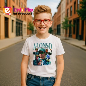 Tricou Fernando Alonso Portret Cu Ochelari Echipa Aston Martin, Copii | Dama | Barbat - Img 7