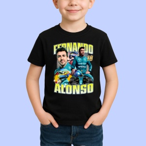 Tricou Fernando Alonso Poster Colaj Echipa Aston Martin Formula 1, Copii | Dama | Barbat - Img 2