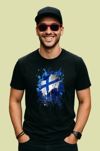 Tricou Finland Steag Splash Art, Copii | Dama | Barbat, culoare negru - Img 2