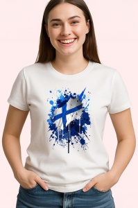 Tricou Finland Steag Splash Art, Copii | Dama | Barbat - Img 4