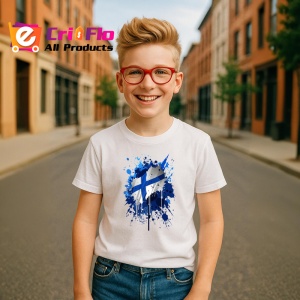 Tricou Finland Steag Splash Art, Copii | Dama | Barbat - Img 8