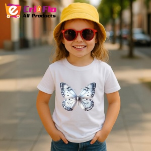 Tricou Fluture alb cu accente gri si puncte negre stil minimalist Copii | Dama | Barbat Barbat - Img 11