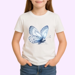 Tricou Fluture alb cu nuante gri design elegant in tonuri neutre Copii | Dama | Barbat Barbat - Img 4