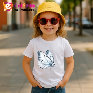 Tricou Fluture alb sidefat cu aripi rotunjite simplu si delicat Copii | Dama | Barbat Barbat - Img 11