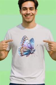 Tricou Fluture albastru si mov cu textura realista si delicata Copii | Dama | Barbat Barbat - Img 2
