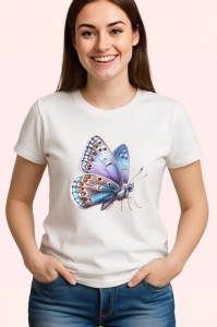 Tricou Fluture albastru si mov cu textura realista si delicata Copii | Dama | Barbat Barbat