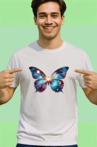 Tricou Fluture galaxie albastru cu luminite cosmice Copii | Dama | Barbat Barbat - Img 2