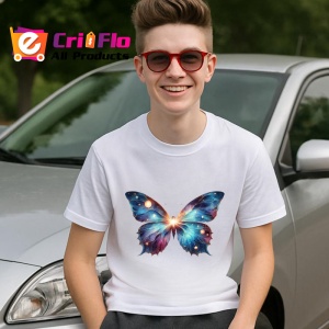 Tricou Fluture galaxie albastru cu luminite cosmice Copii | Dama | Barbat Barbat - Img 9