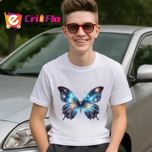 Tricou Fluture galaxie albastru violet cu efect cosmic Copii | Dama | Barbat Barbat - Img 8