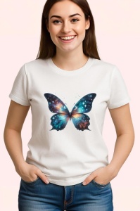 Tricou Fluture galaxie in tonuri albastre design cosmic Copii | Dama | Barbat Barbat