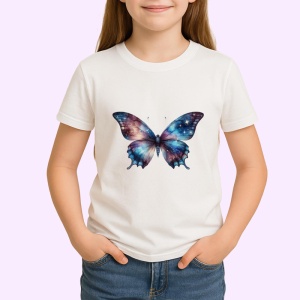 Tricou Fluture galaxie in tonuri cosmice violet si albastru Copii | Dama | Barbat Barbat - Img 4