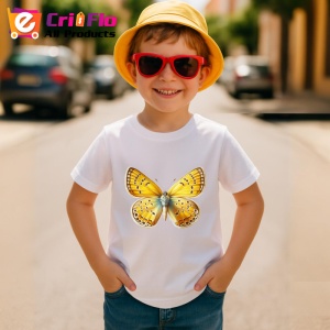 Tricou Fluture galben cald cu albastru pastel design simetric Copii | Dama | Barbat Barbat - Img 13