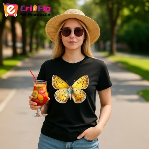 Tricou Fluture galben cald cu albastru pastel design simetric Copii | Dama | Barbat Barbat - Img 22