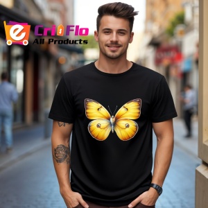 Tricou Fluture galben cald cu efect de catifea pe aripi Copii | Dama | Barbat Barbat - Img 17