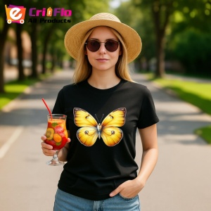 Tricou Fluture galben cald cu efect de catifea pe aripi Copii | Dama | Barbat Barbat - Img 22