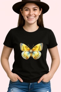 Tricou Fluture galben deschis cu accente albastre pastel Copii | Dama | Barbat Barbat - Img 6
